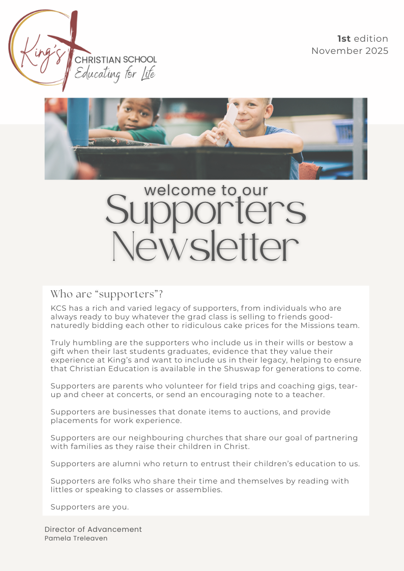 Supporters Newsletter 1st edition
